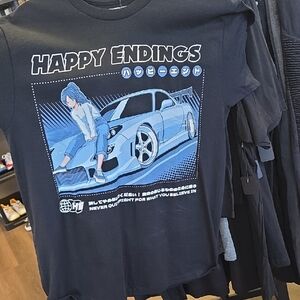 Happy Endings Graphic  T-Shirt - Black